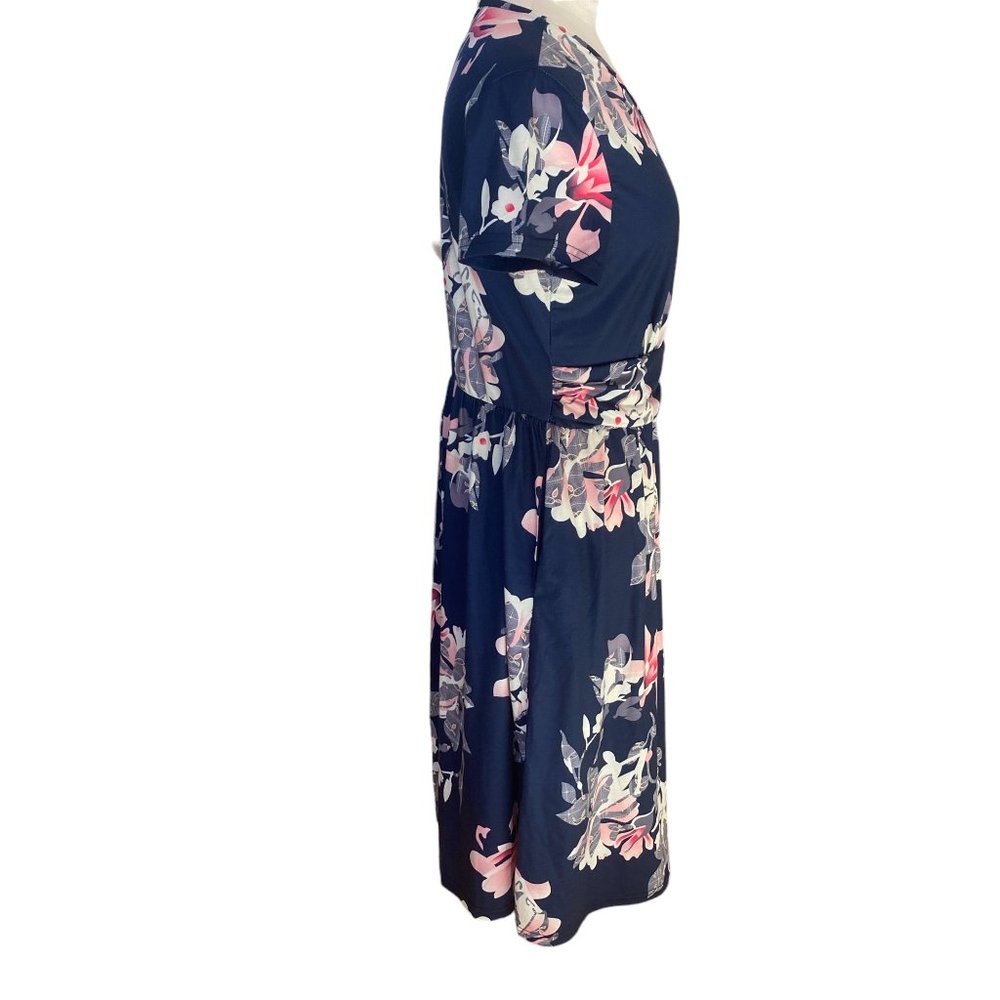 Ouges Faux Wrap A-Line Floral Jersey Knit Knee Le… - image 6